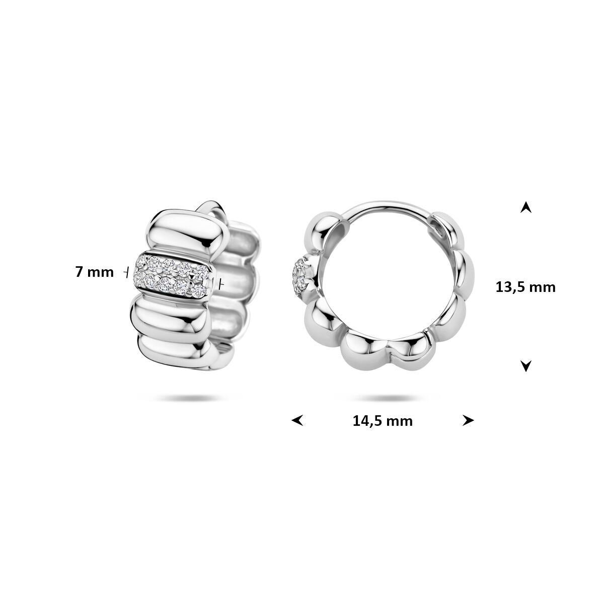 Aros de plata rodiada con circonitas