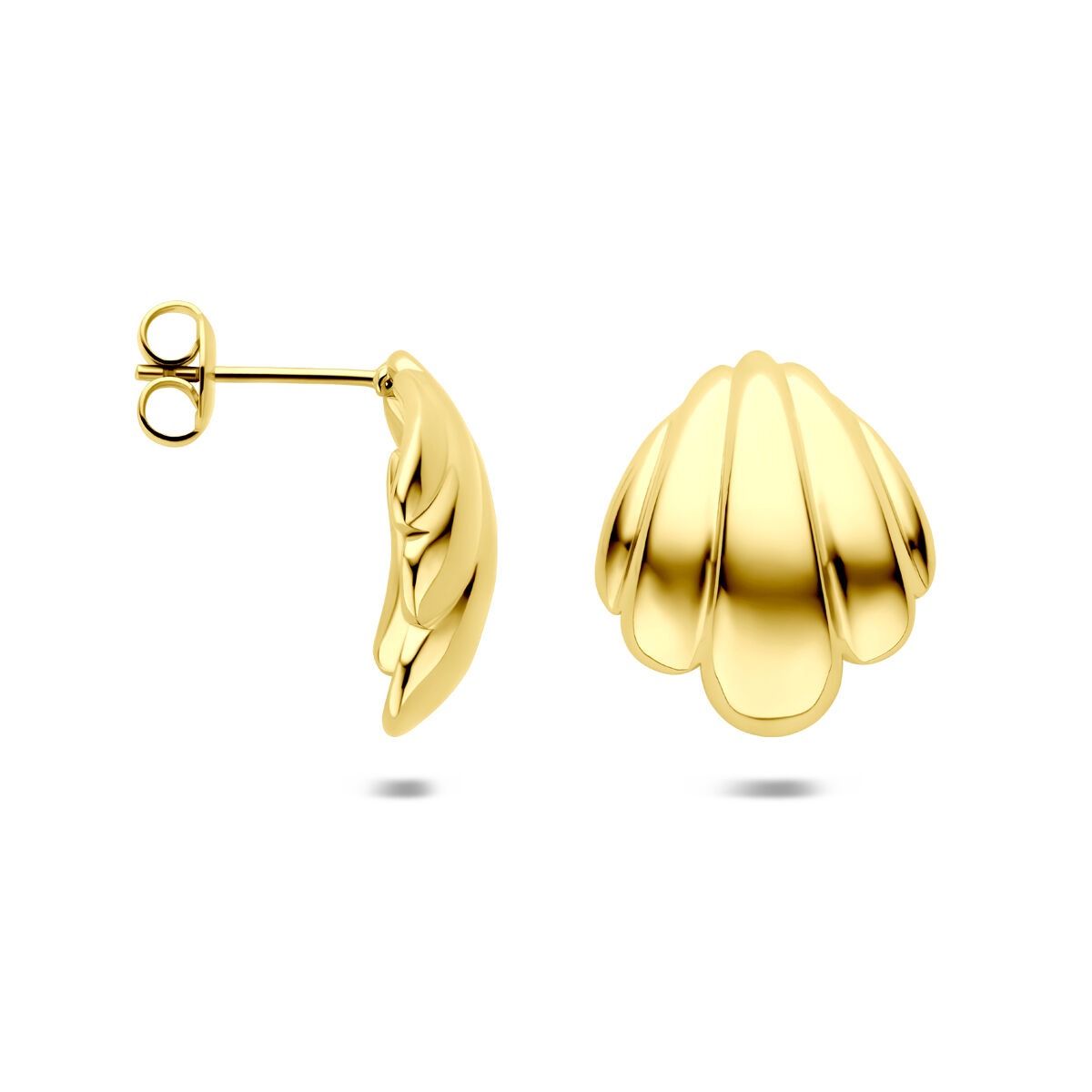 Pendientes de botón de mujer de acero color amarillo con ion plating 20 mm