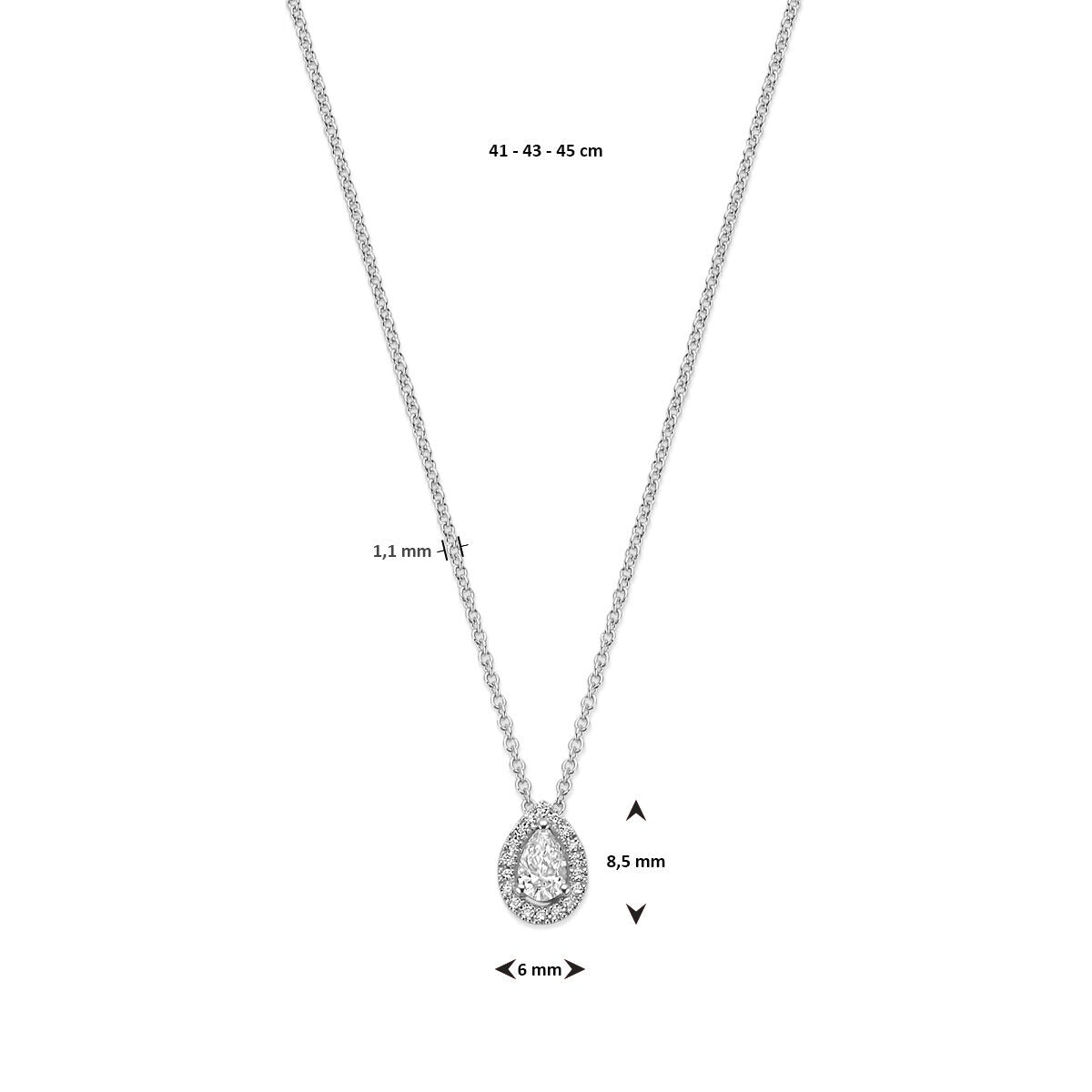 Collar de oro blanco con diamante en forma de gota