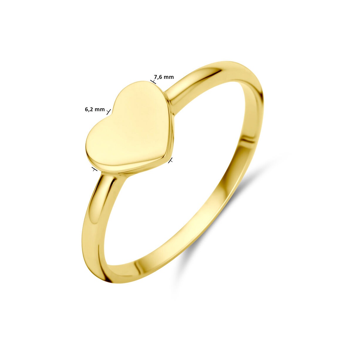 Anillo de oro amarillo de 9k con corazón