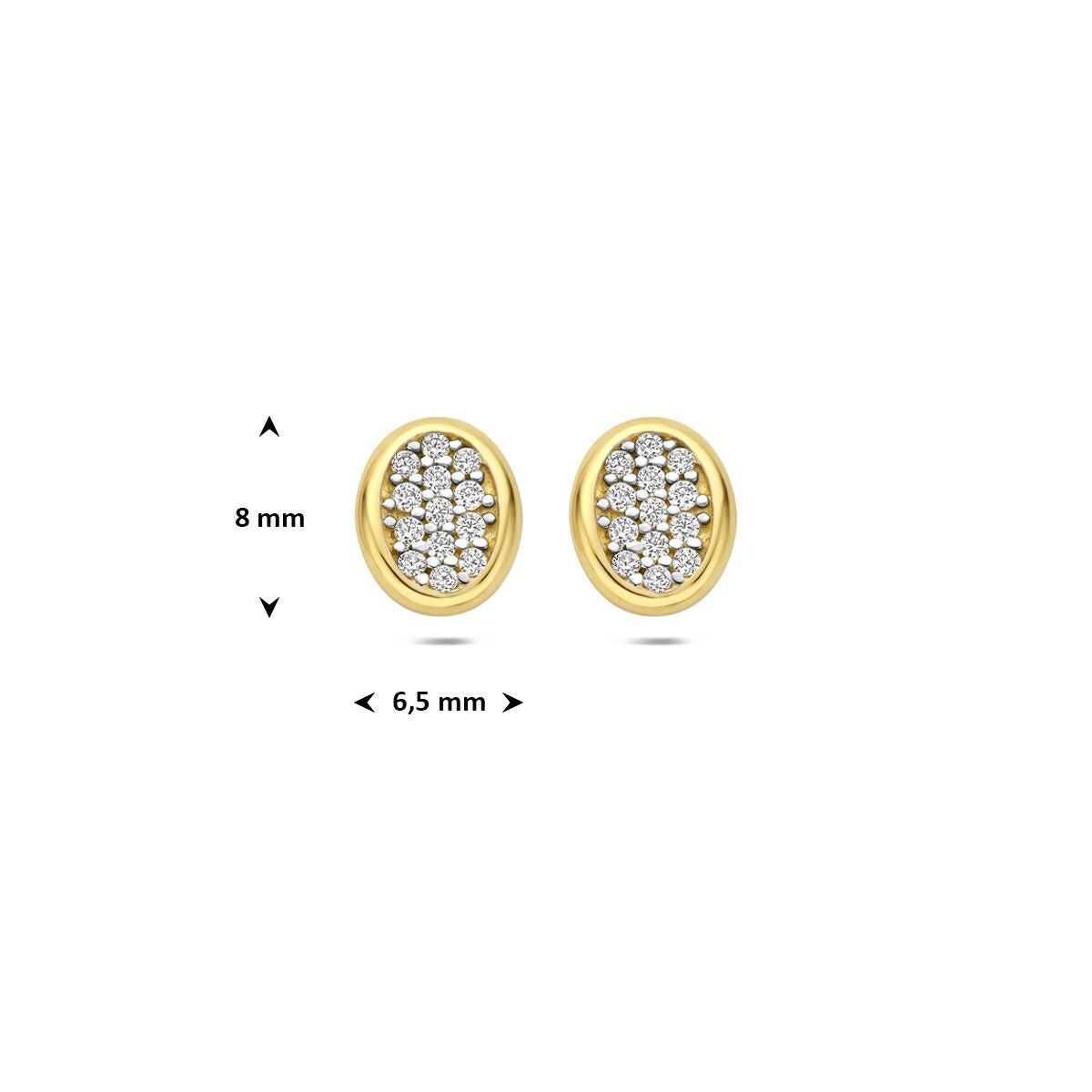 Pendientes de botón de oro amarillo con circonitas