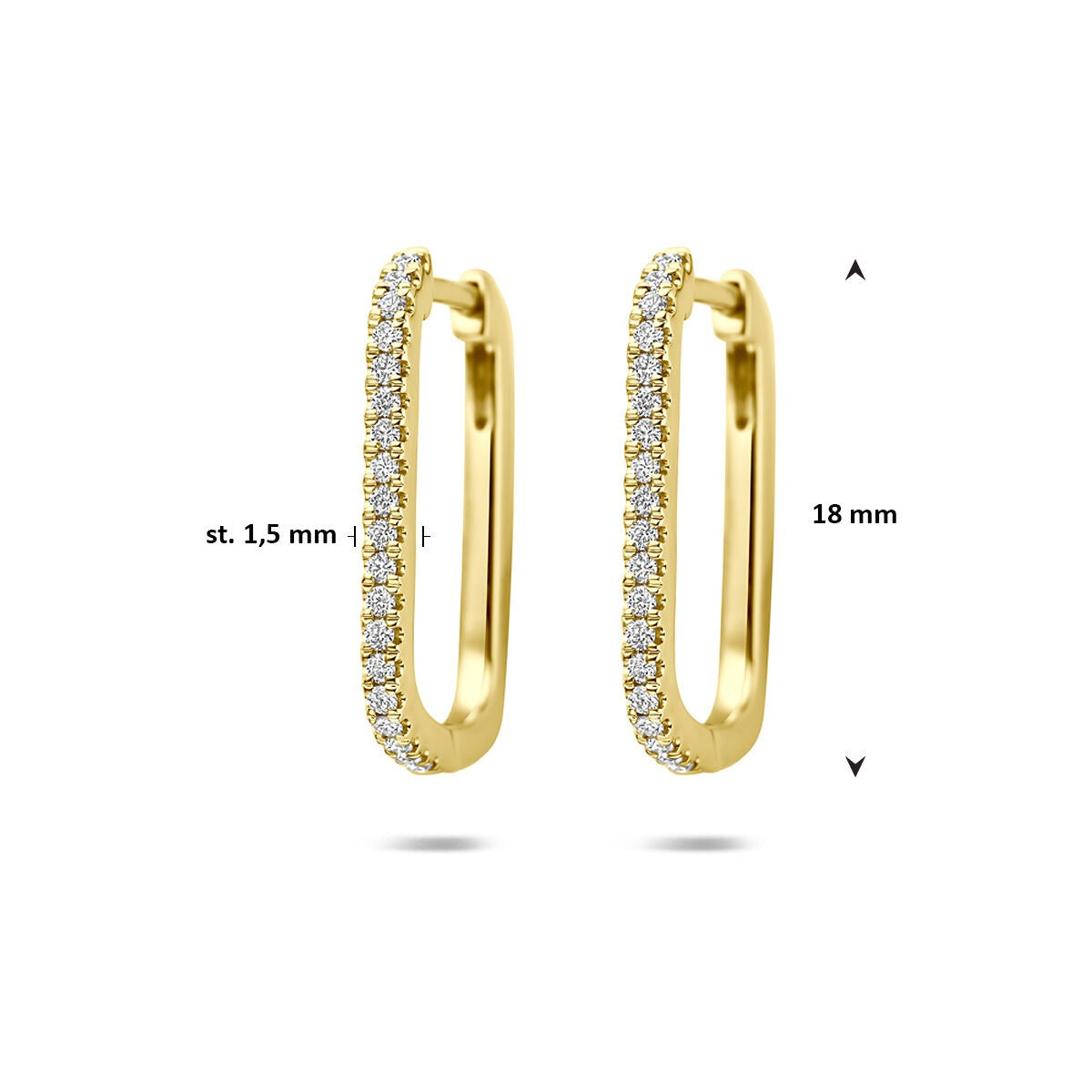 Aros de oro amarillo de 14k con diamante cultivado en laboratorio