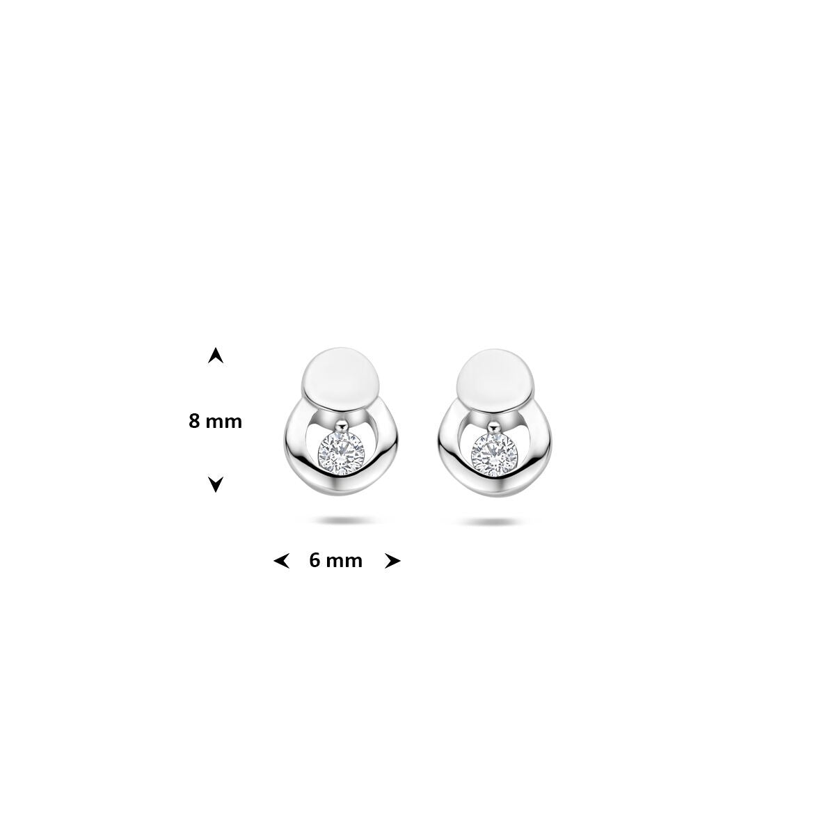 Pendientes de botón de plata con circonitas – rodiados 925