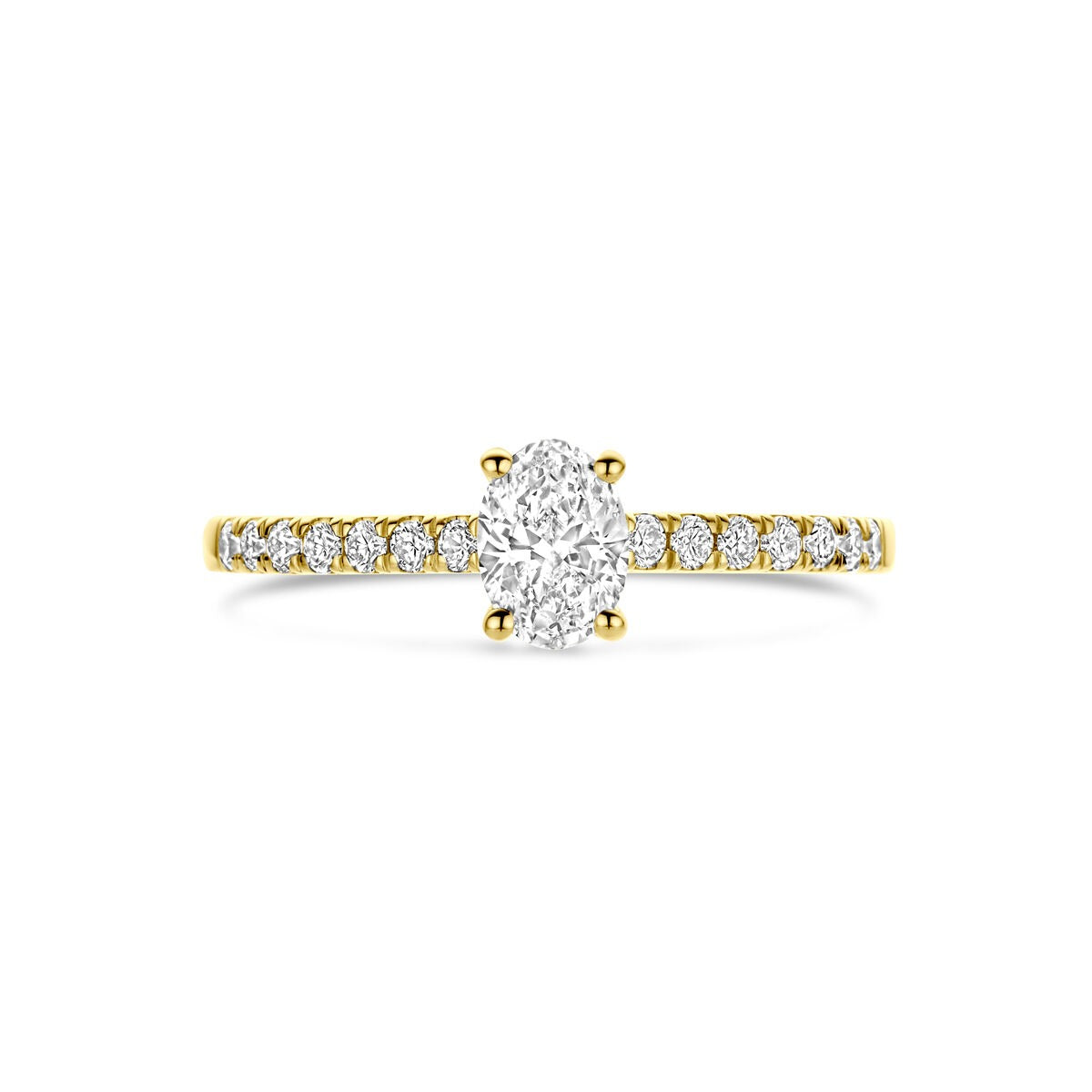 Anillo de oro 14k con diamante cultivado en laboratorio - Forma de corte ovalada