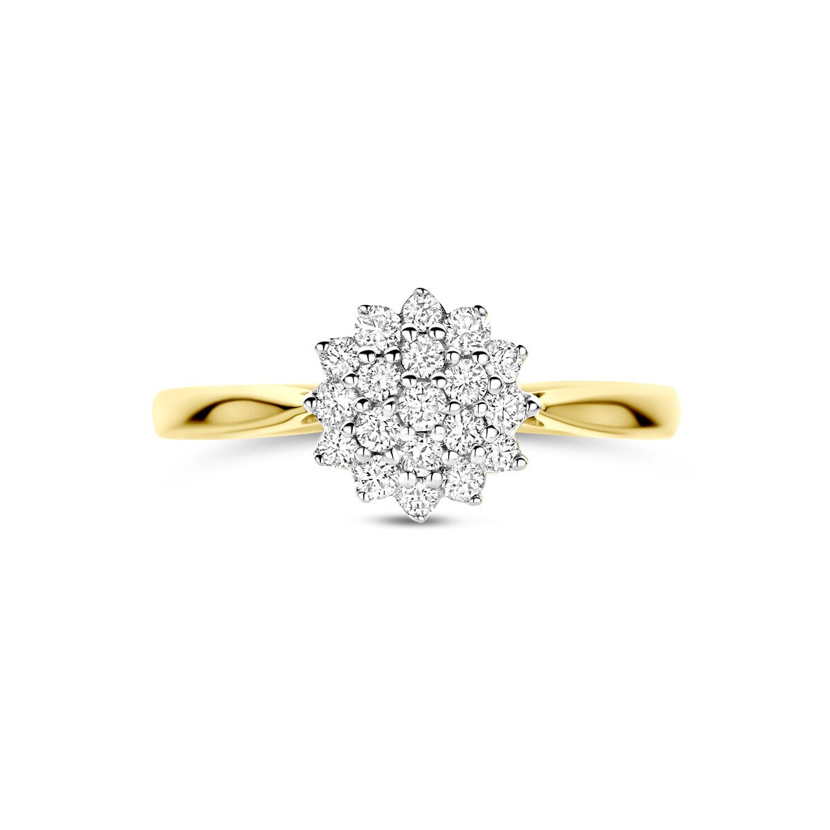 anillo de oro bicolor amarillo y oro blanco con diamante cultivado en laboratorio de 0.33ct