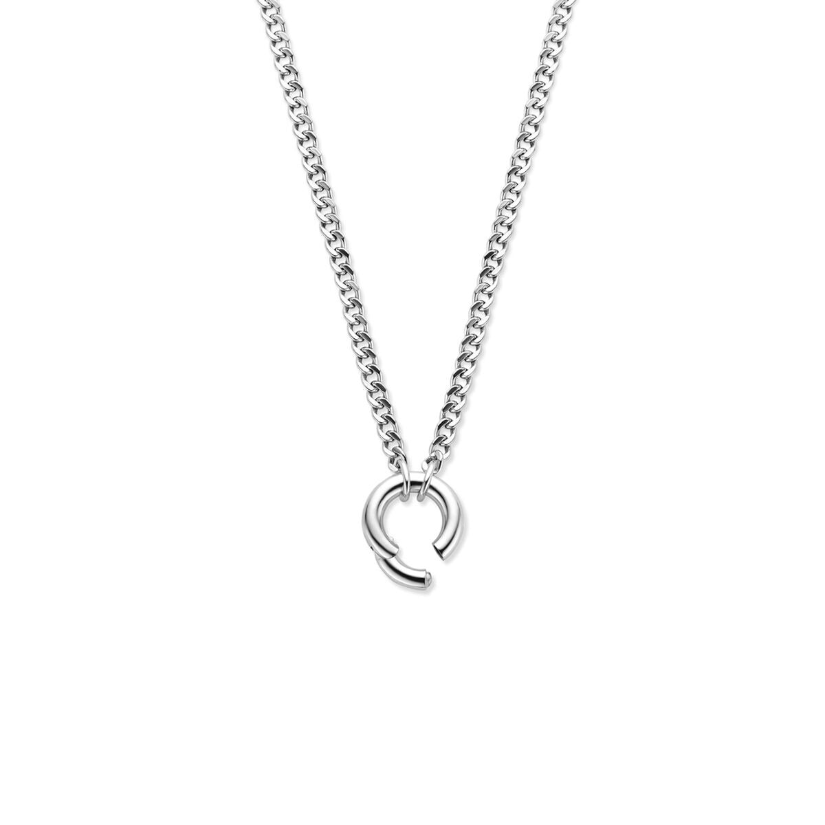 Collar de plata gourmet con conector redondo