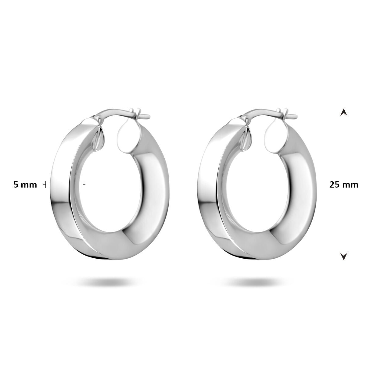 Pendientes de mujer de plata rodiada – 5 mm de grosor