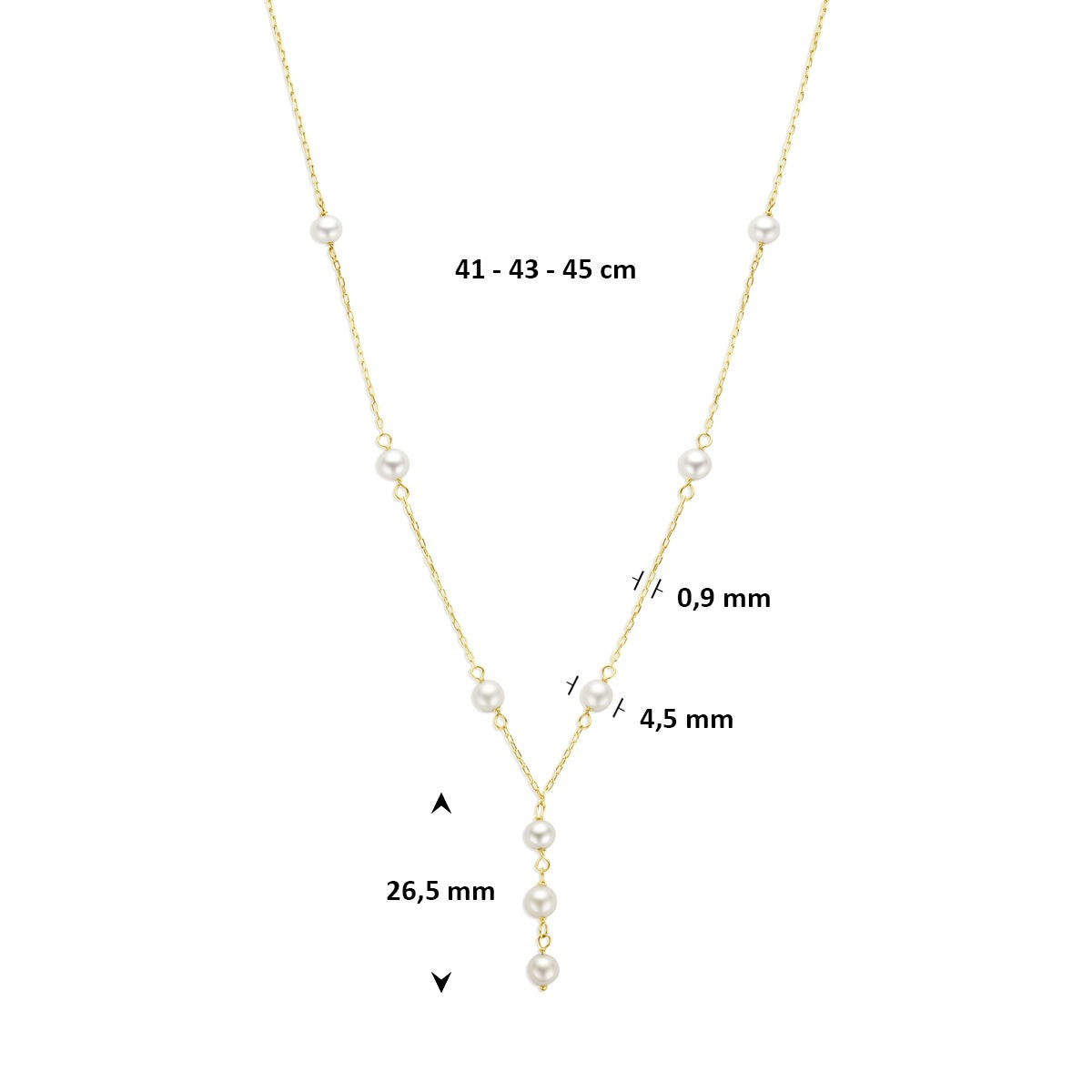 collar de oro amarillo de 9k con perla