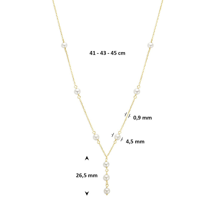 9k geelgouden collier met parel