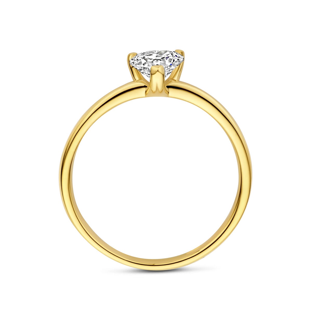 Anillo de oro amarillo de 14k con diamante lab grown en forma de corazón 0.50ct