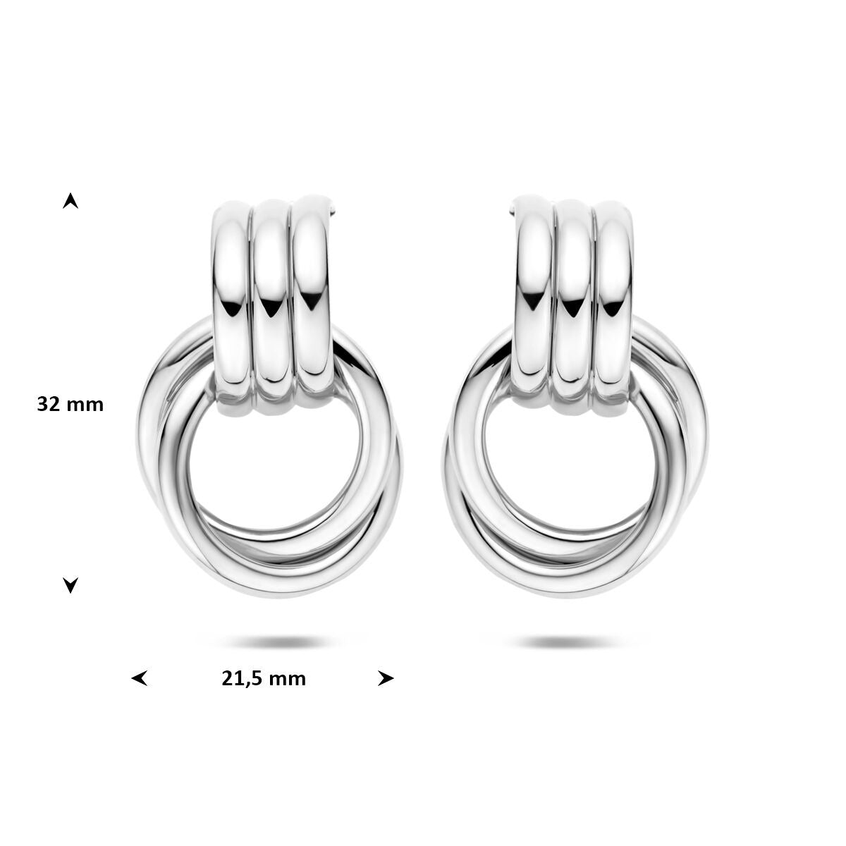 Pendientes de aro de plata 925 rodiada 32 x 21.5 mm