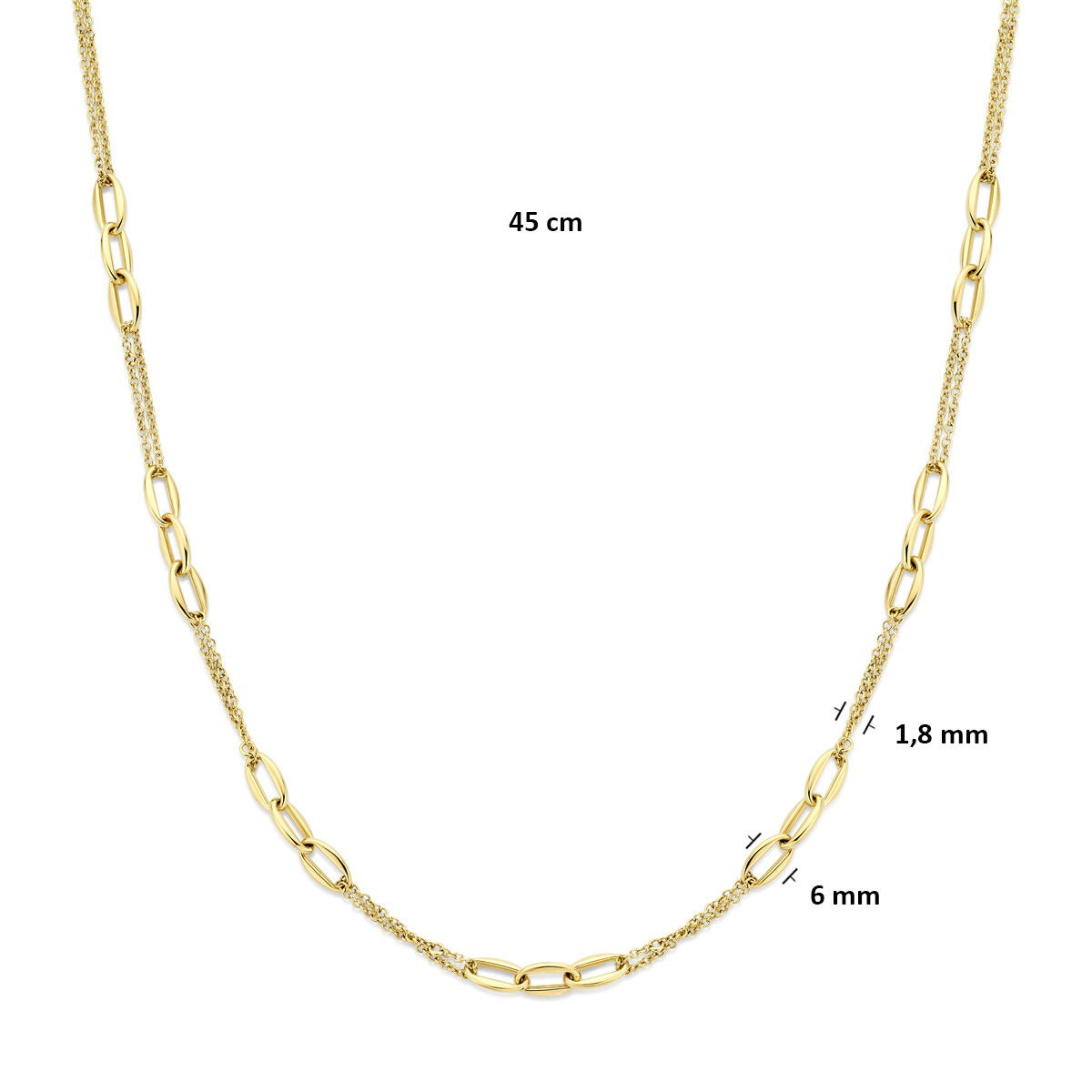 Collar de eslabones en oro amarillo ancla 14k