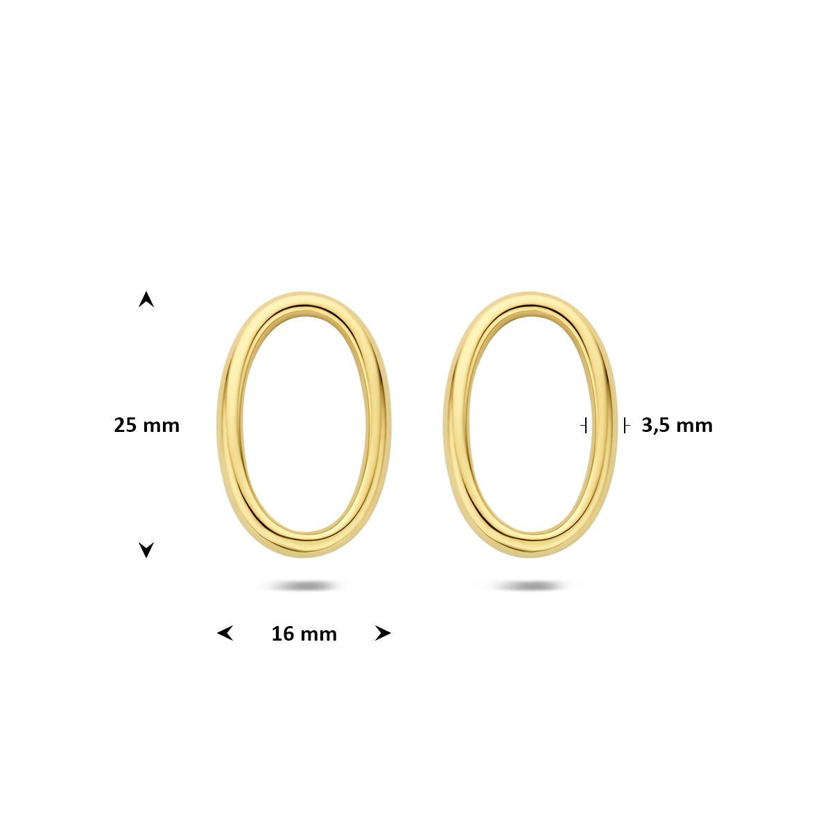 Pendientes de botón de oro amarillo ovalados abiertos