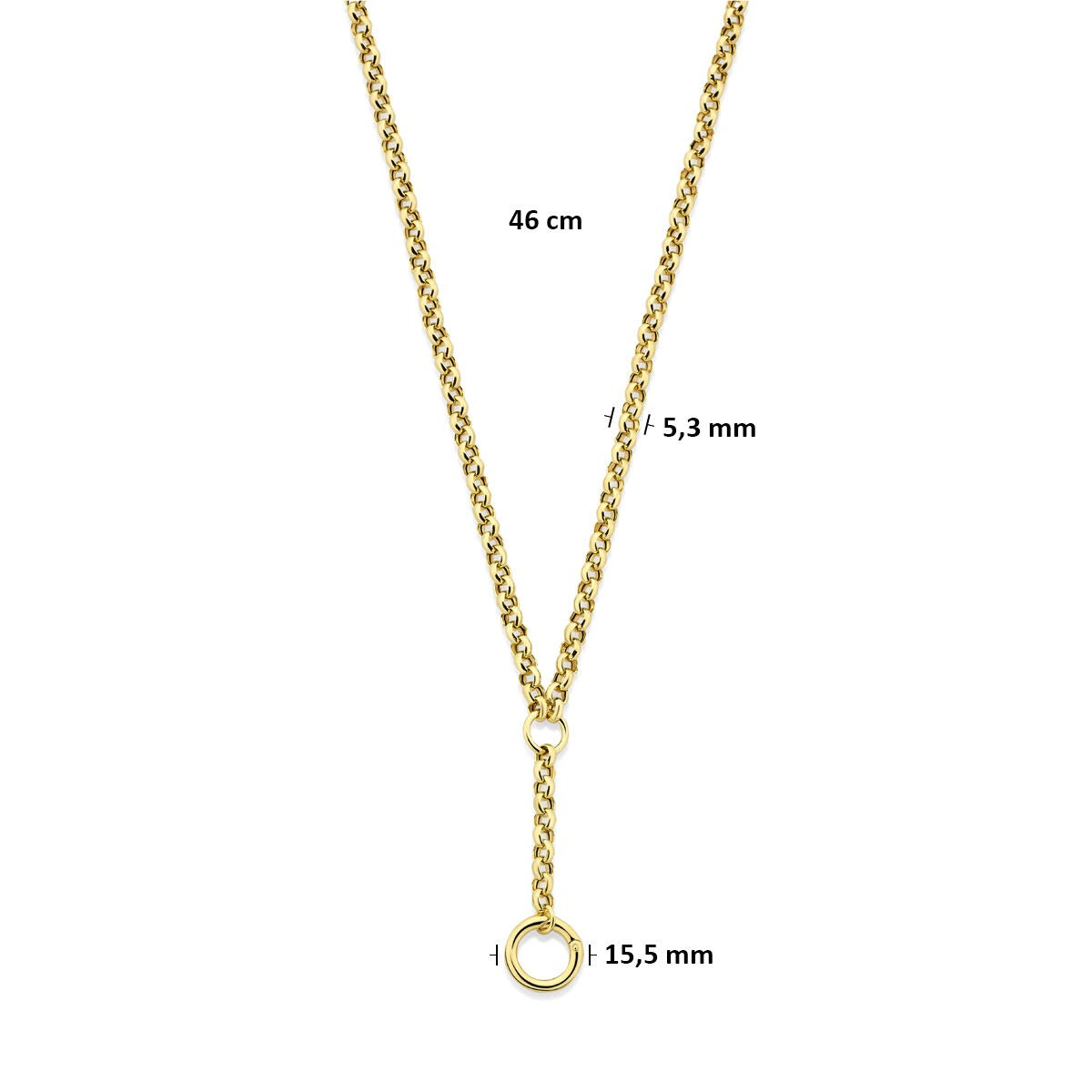 Collar chapado en oro de plata 925 con conector 46 cm