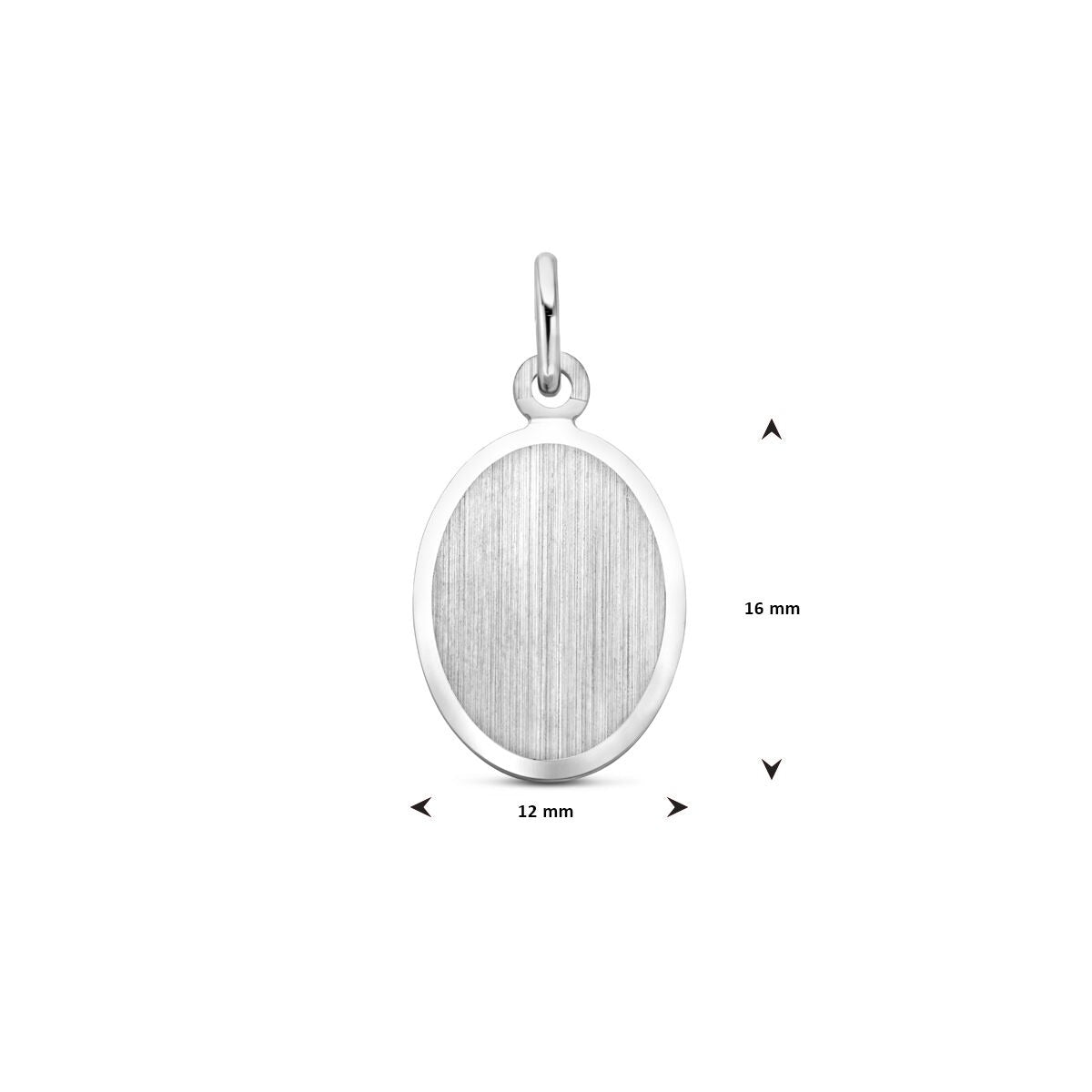 Colgante ovalado de grabado en plata rhodium, mate/diamantado, 24 x 12 mm