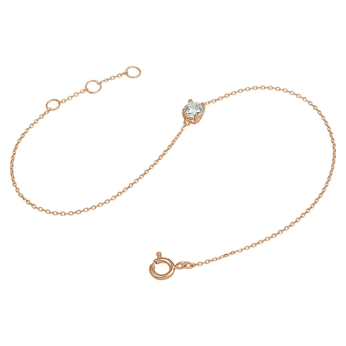 pulsera de mujer en oro rosa con circonitas – eslabón ancla 16.5–18.5 cm