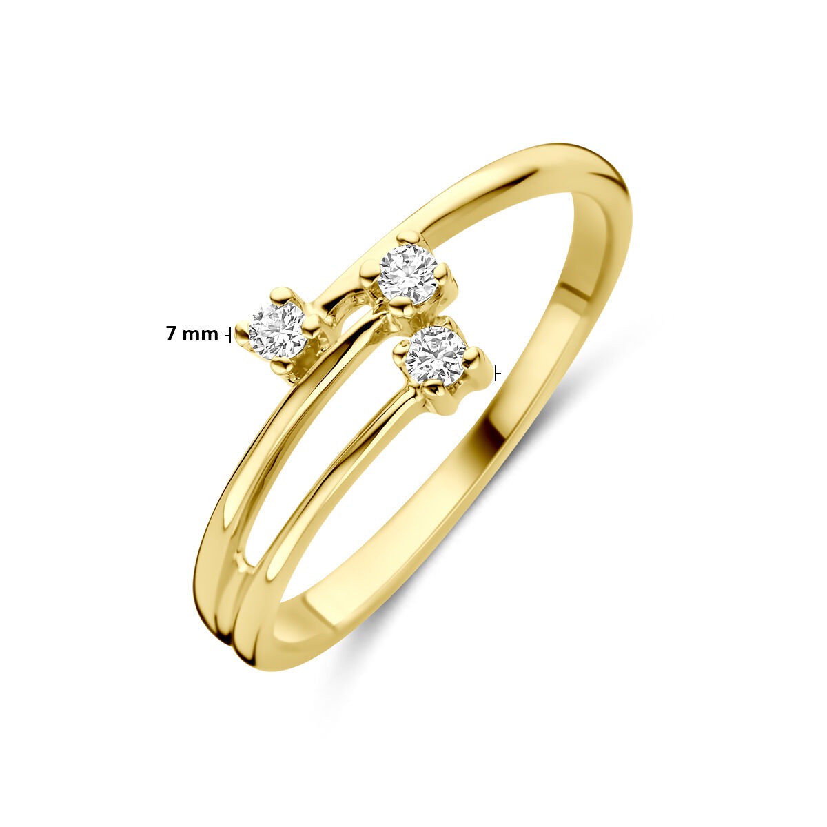 Anillo de mujer en oro amarillo con circonitas – 14k oro amarillo