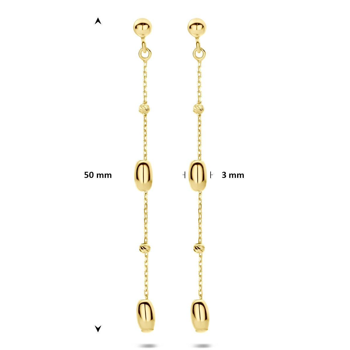 Pendientes de oro amarillo 50 mm