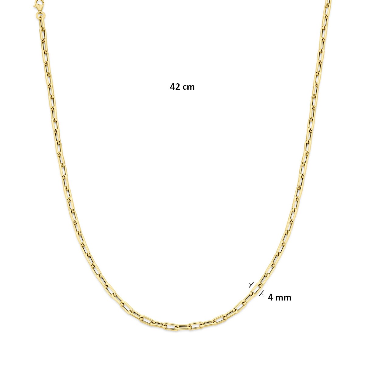 collar de ancla de oro amarillo de 14k