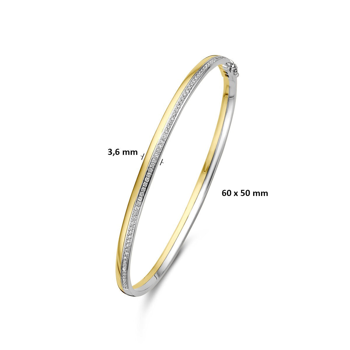 brazalete bicolor de oro de 14k con diamante