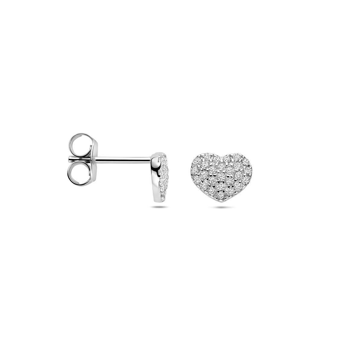 Pendientes de botón de plata con circonitas – plata 925 rodiada