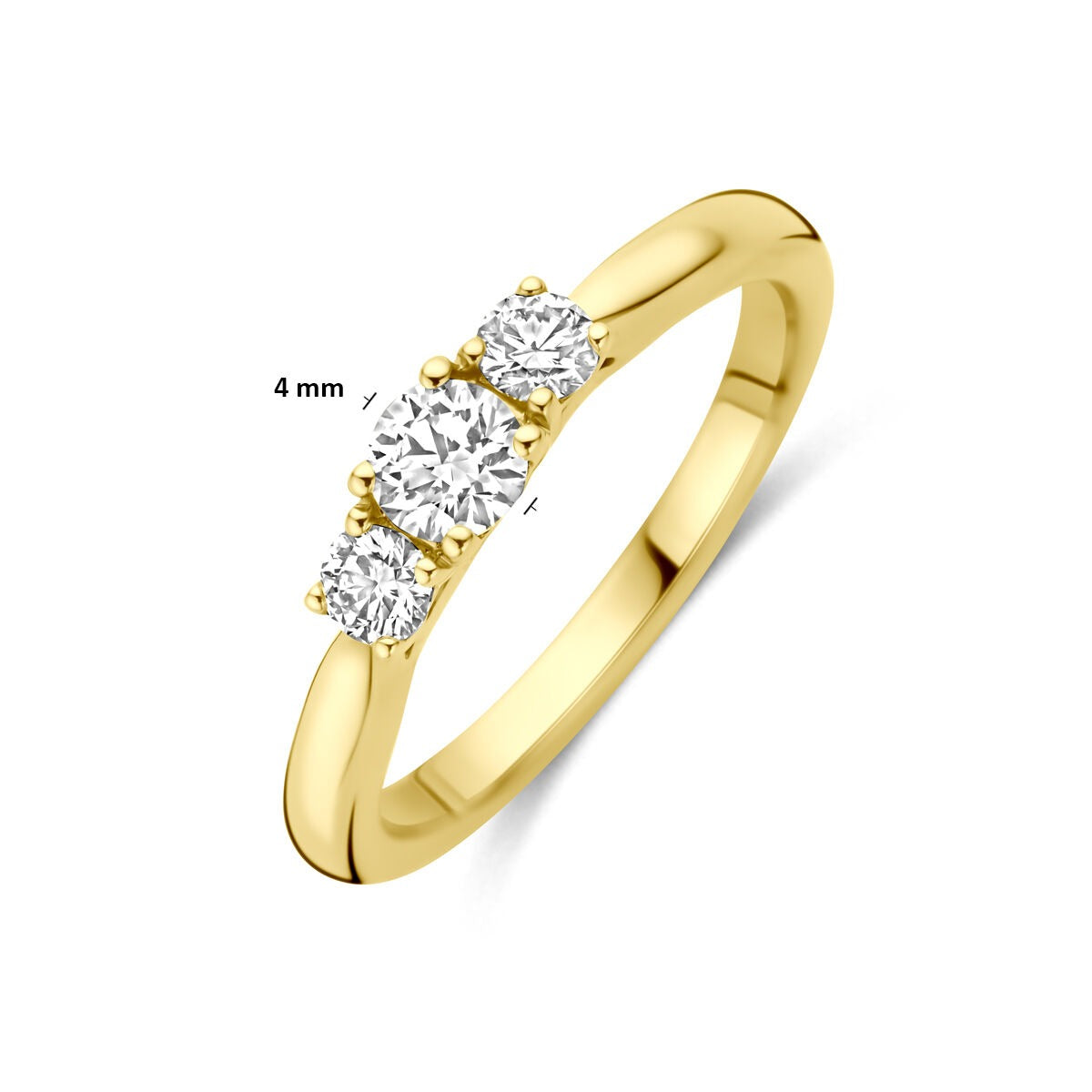 Anillo de oro amarillo de 14k con diamante cultivado en laboratorio de 0.45ct