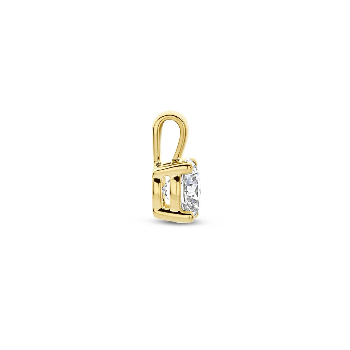 Colgante de oro con diamante cultivado en laboratorio - 14k oro amarillo brillante tallado