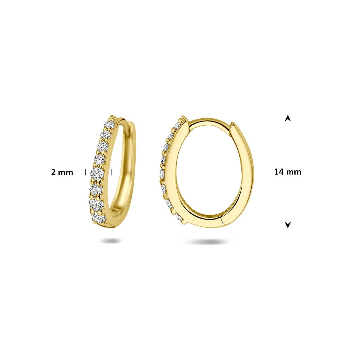 Aros de oro amarillo de 14k con diamante cultivado en laboratorio