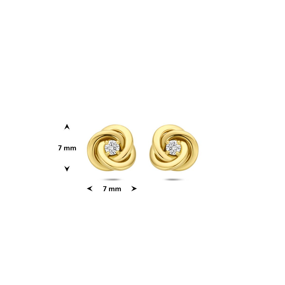 pendientes de botón de oro amarillo con diamante cultivado en laboratorio 0,07 ct