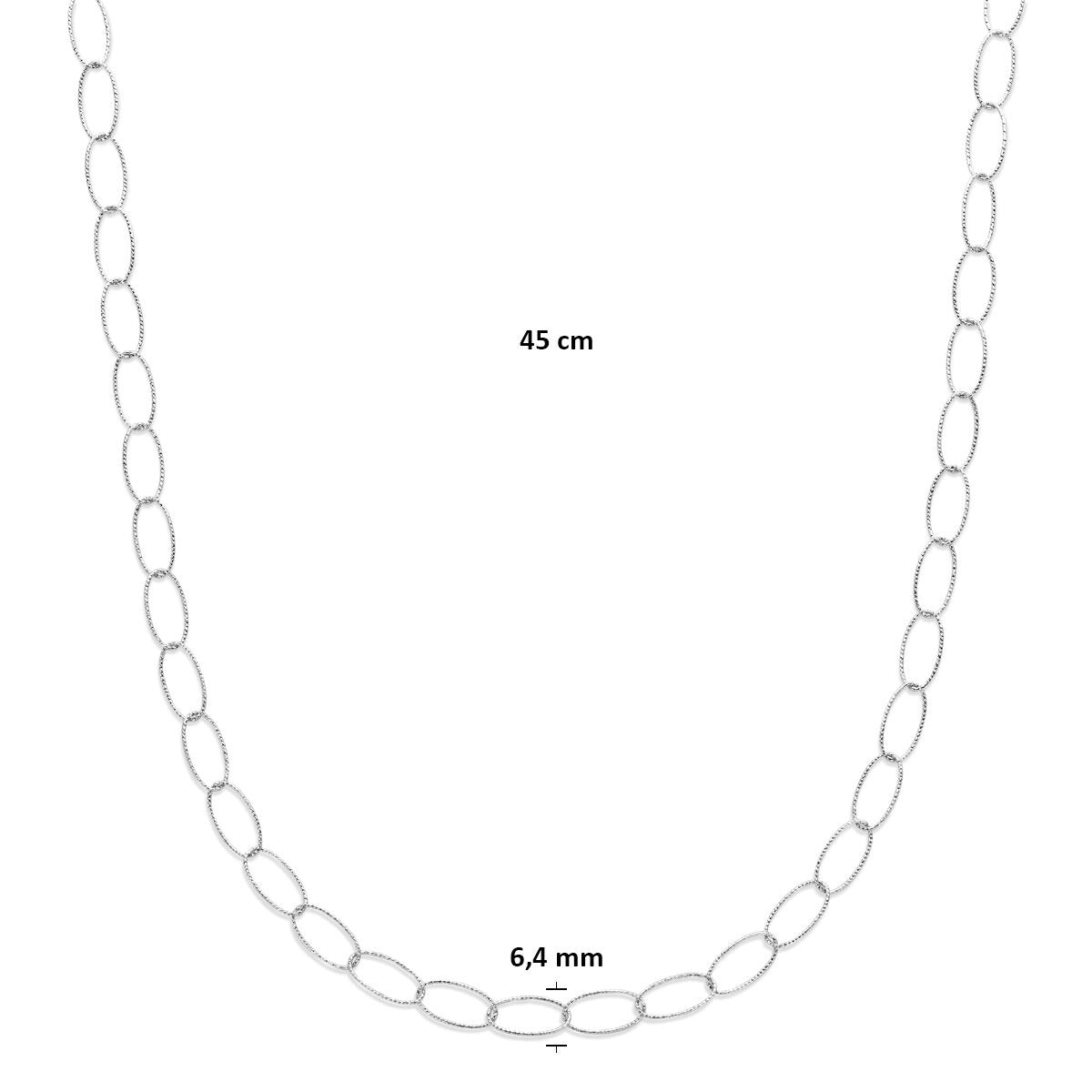 Collar de mujer de plata anclaje rodiado 6,4 mm 45 cm