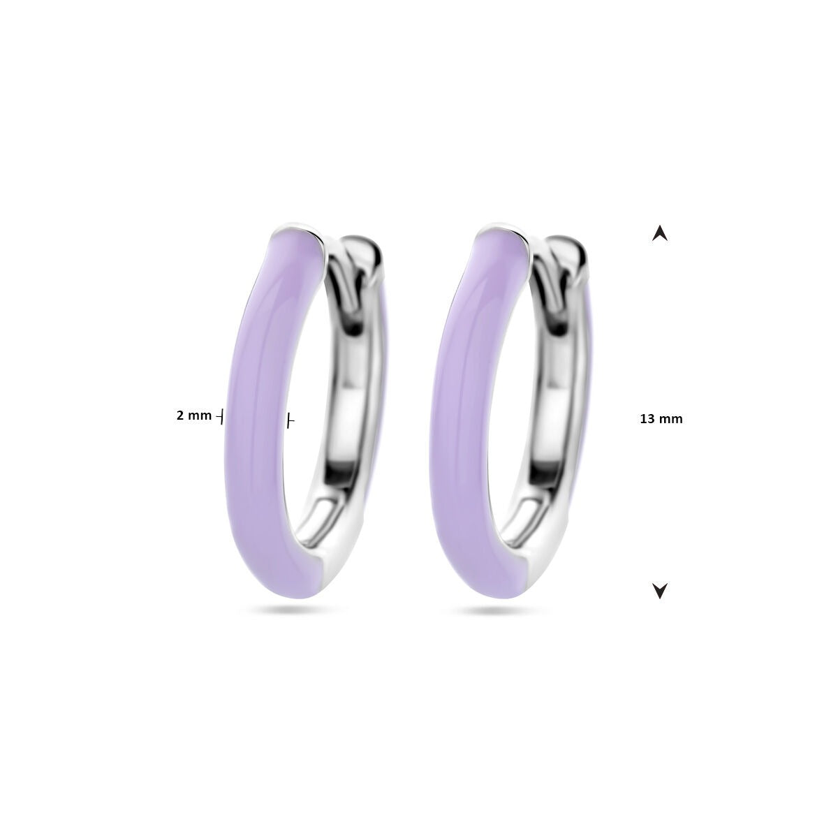 Aros de plata chapados en rodio con esmalte morado