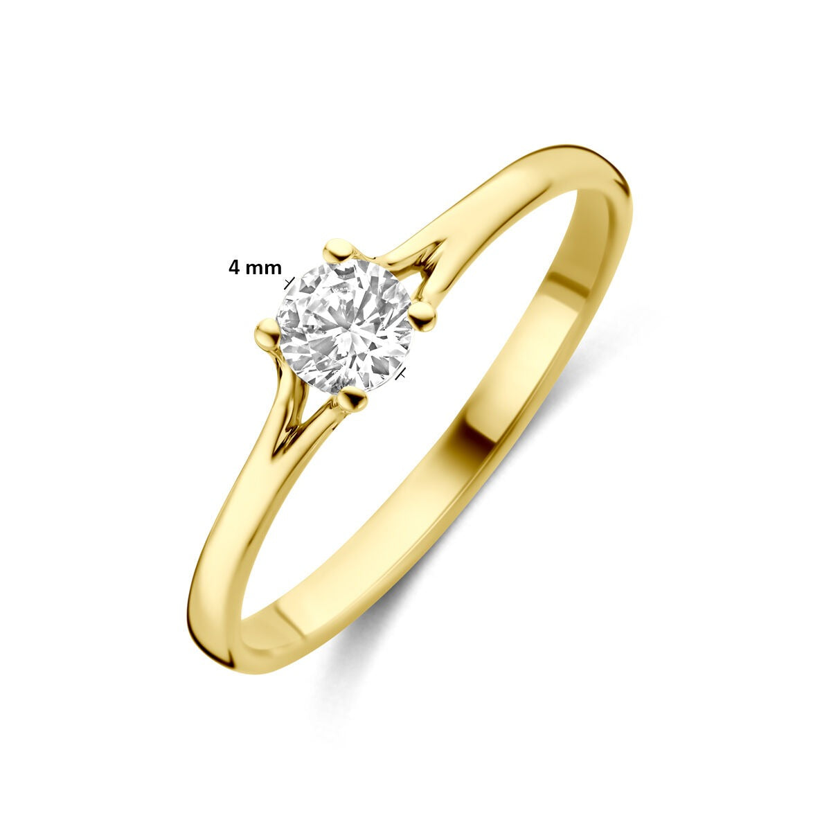 Anillo de mujer en oro amarillo con circonitas – 14k oro amarillo