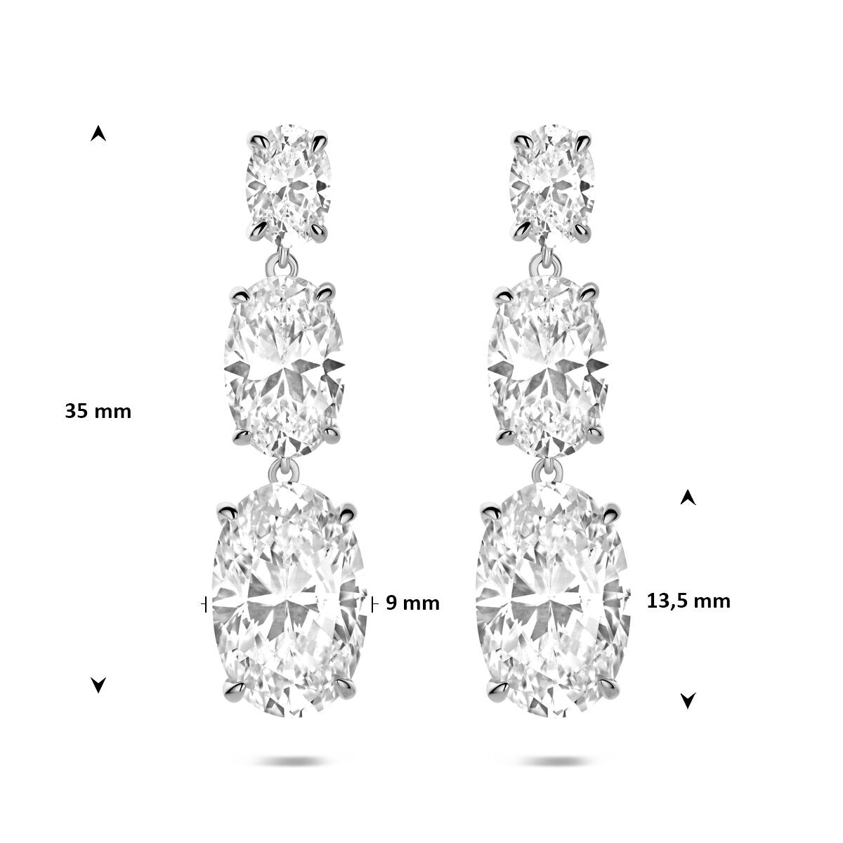 Pendientes de plata 925 rodiados con circonitas