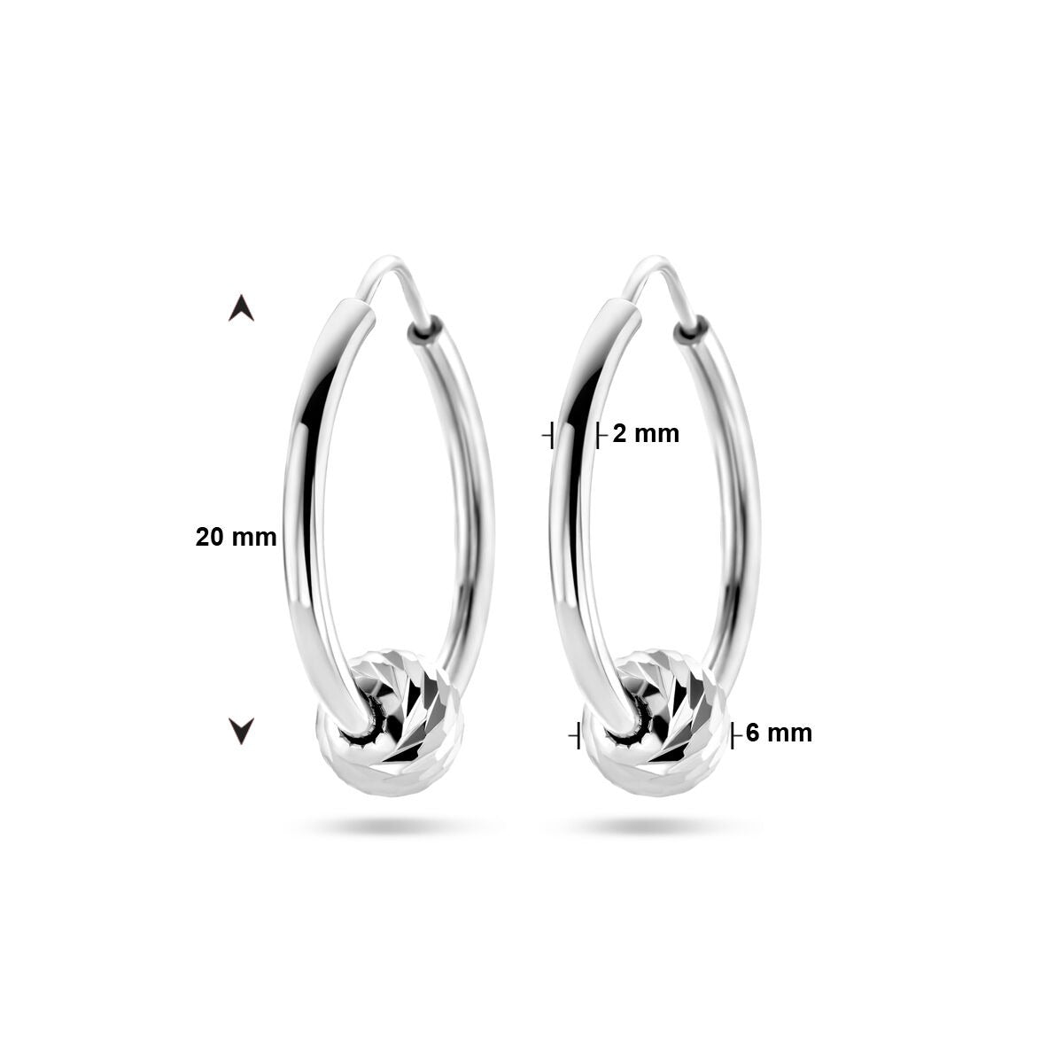 Aros de plata con bolita – plata 925 rodiada