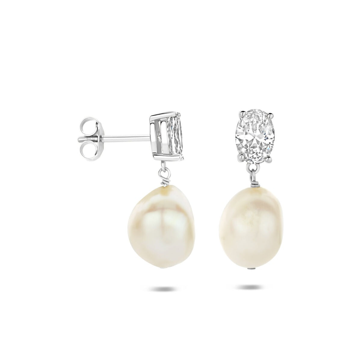 Pendientes de plata 925 con perla y circonita