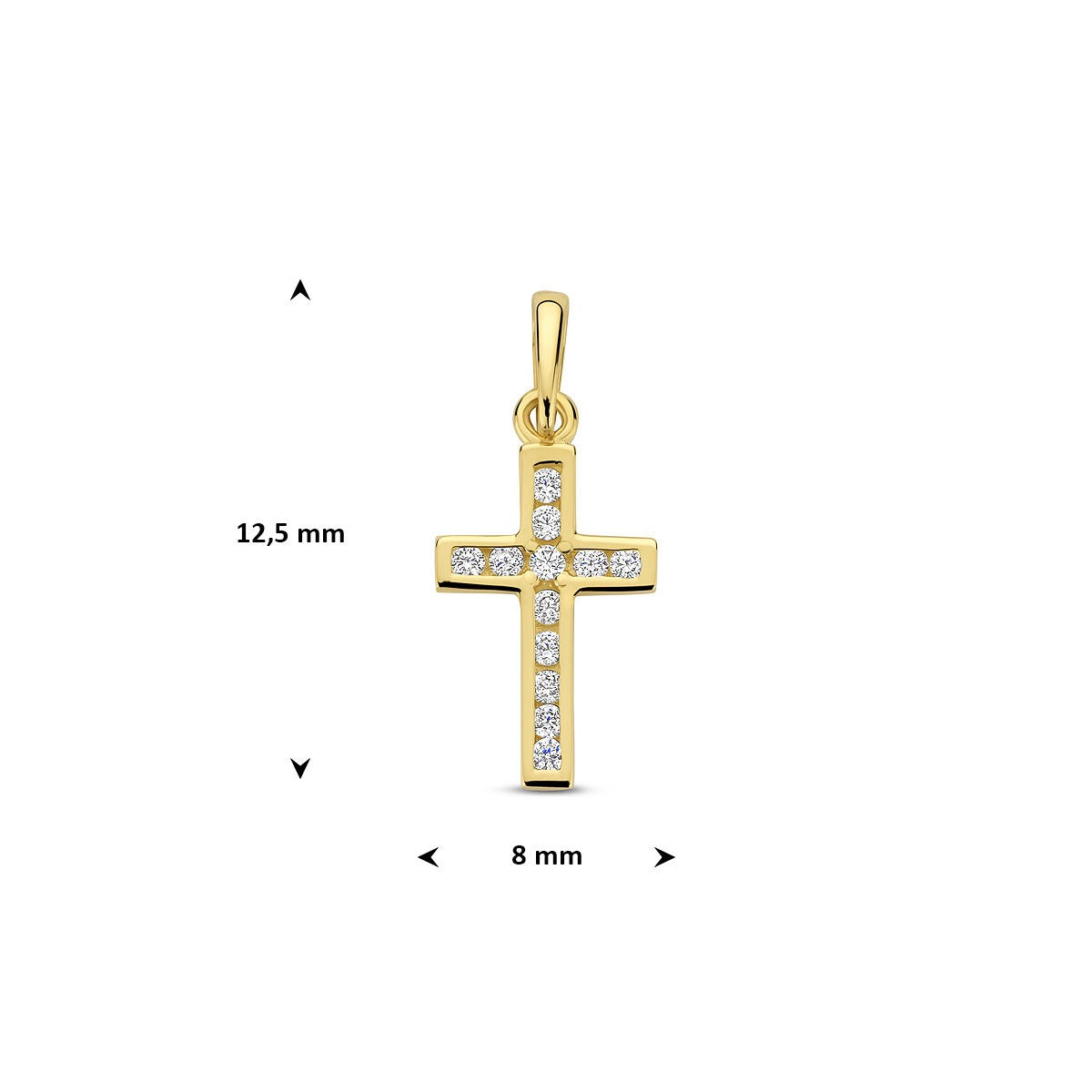 Colgante de cruz de oro amarillo con circonitas – 14k