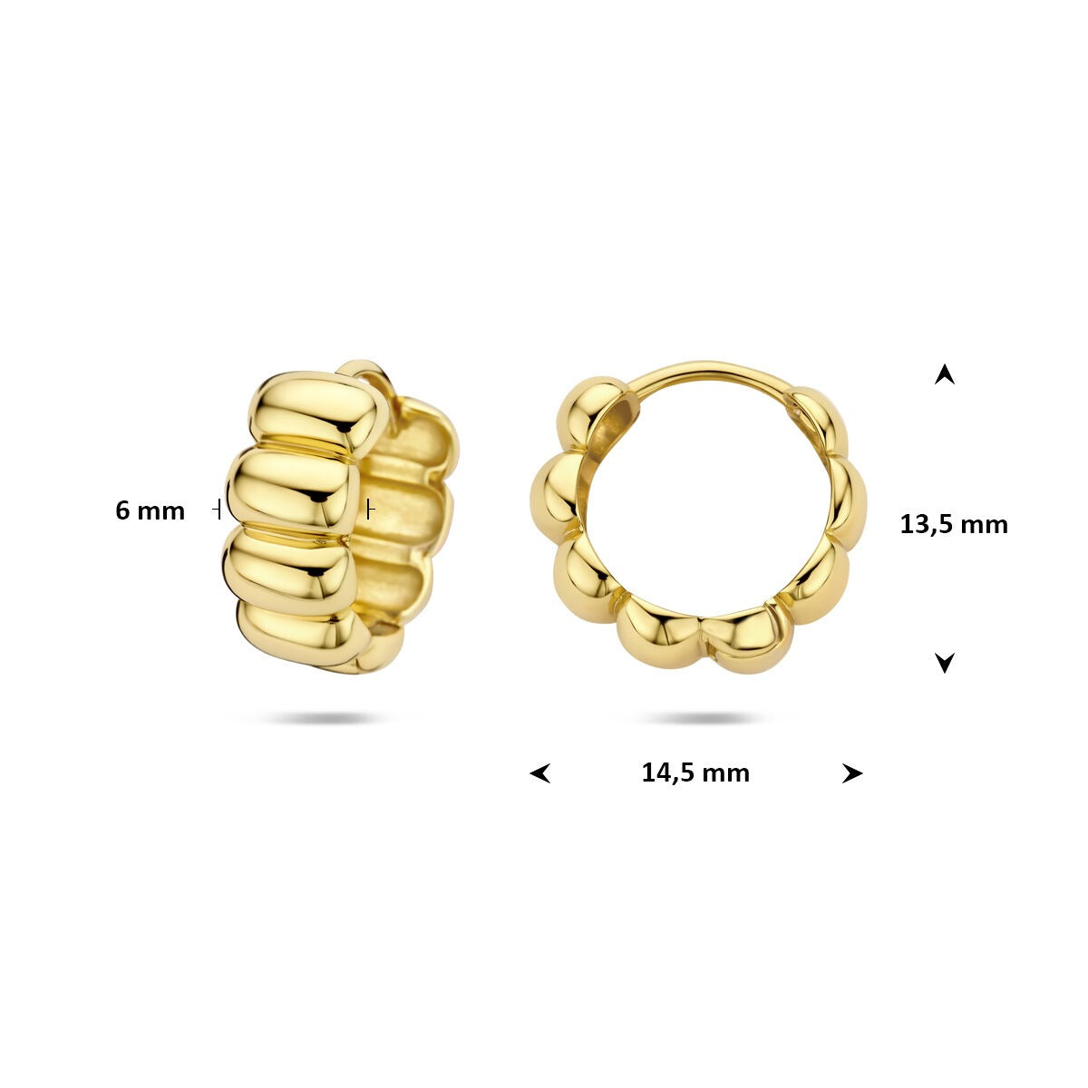 Aros chapados en oro amarillo de plata