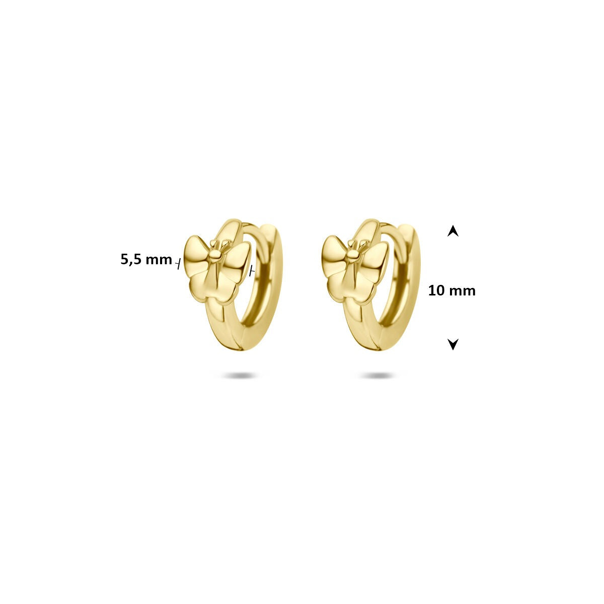Aros de mariposa chapados en oro de plata 925