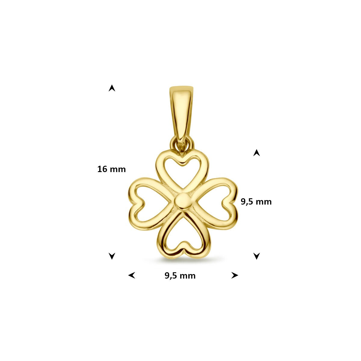 colgante de trébol en oro amarillo de 14k – símbolo de la suerte