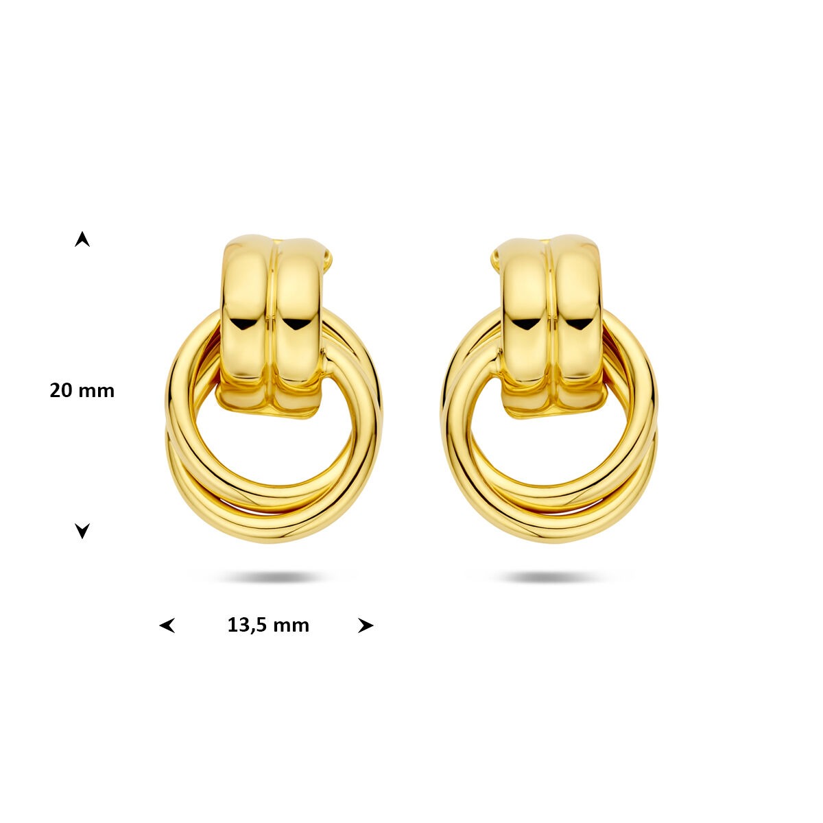 Aros chapados en oro de plata 20 x 13.5 mm