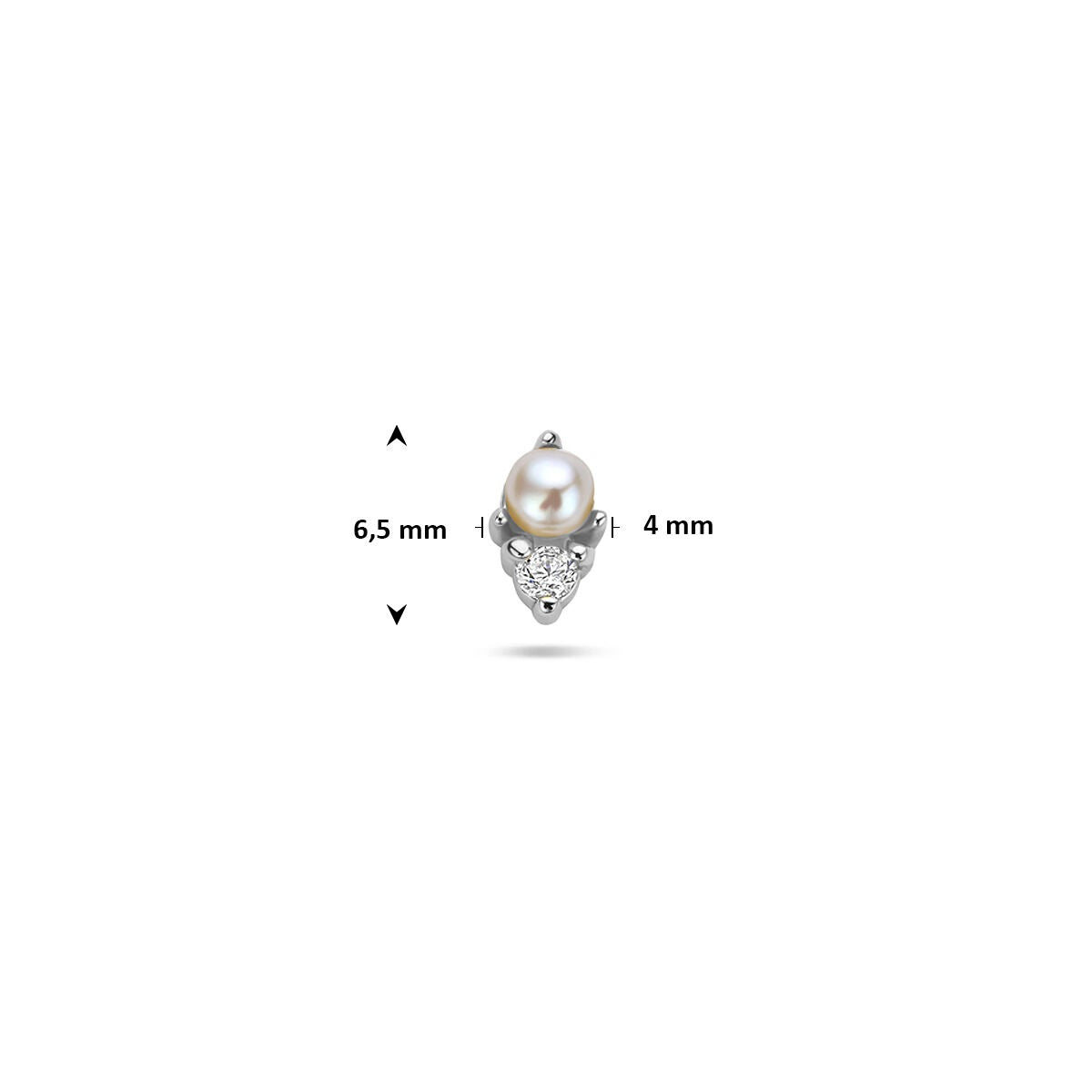 Piercing de plata rhodium con perla y circonita