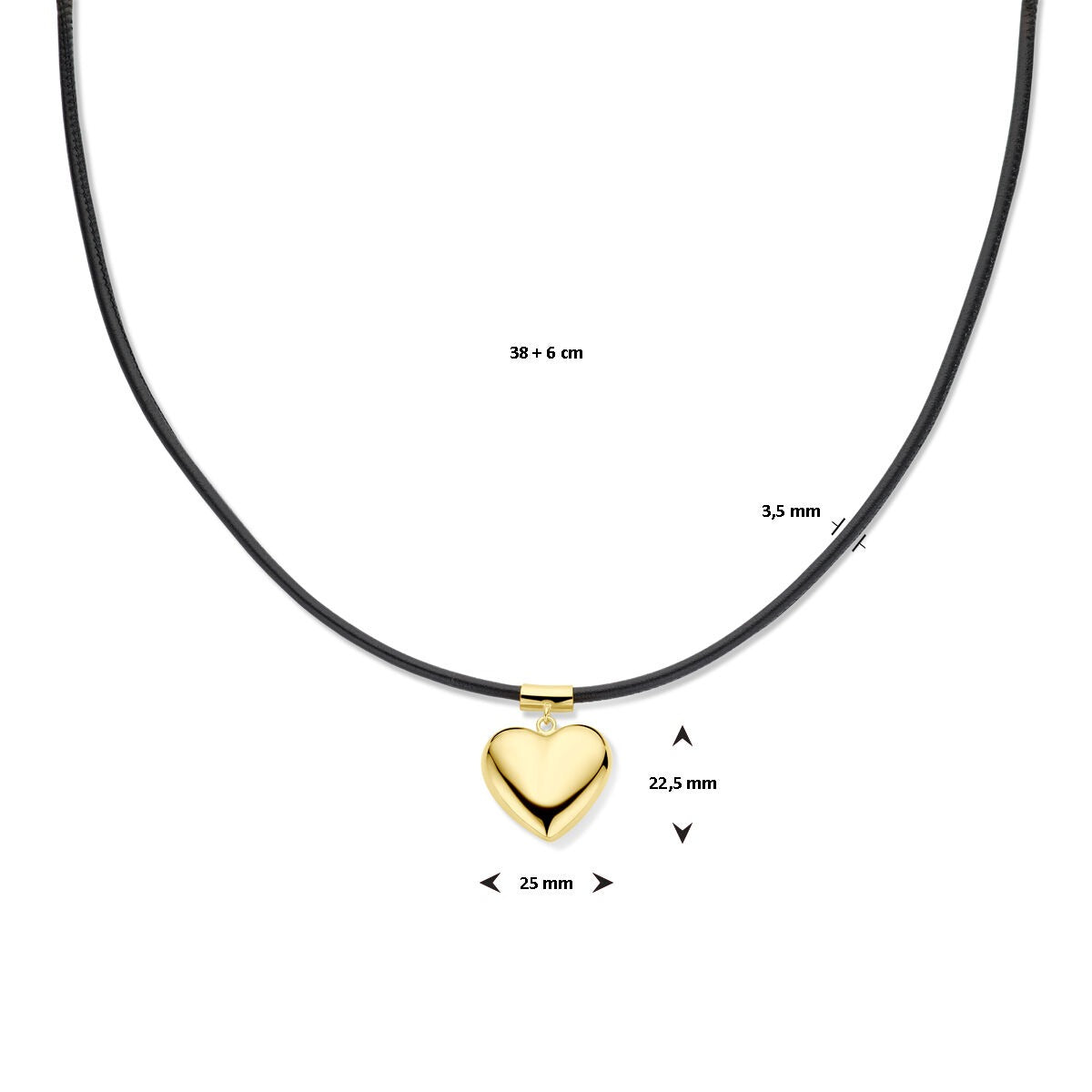 Collar chapado en oro de plata con corazón