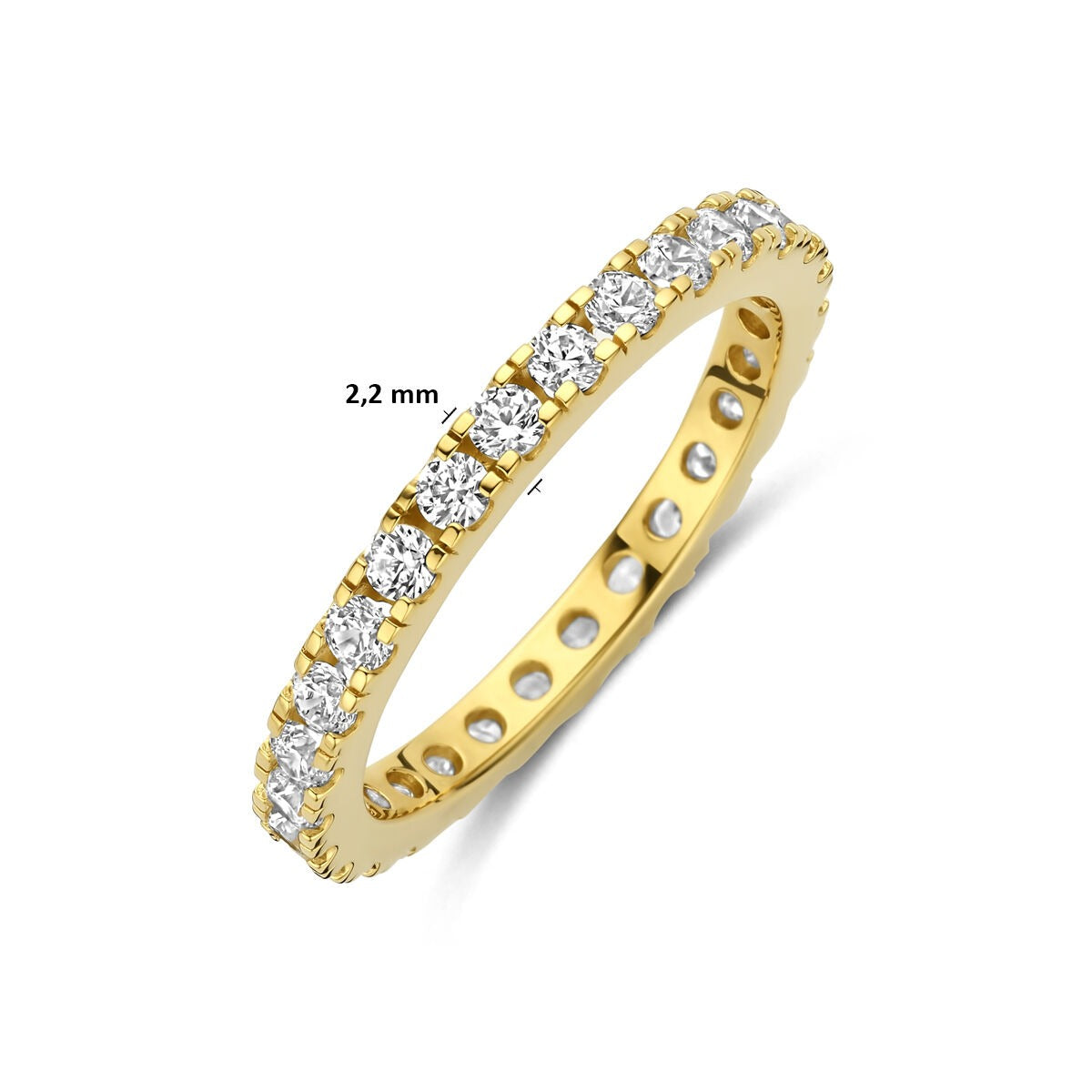 Anillo chapado en oro de plata 925 con circonitas 2.2 mm