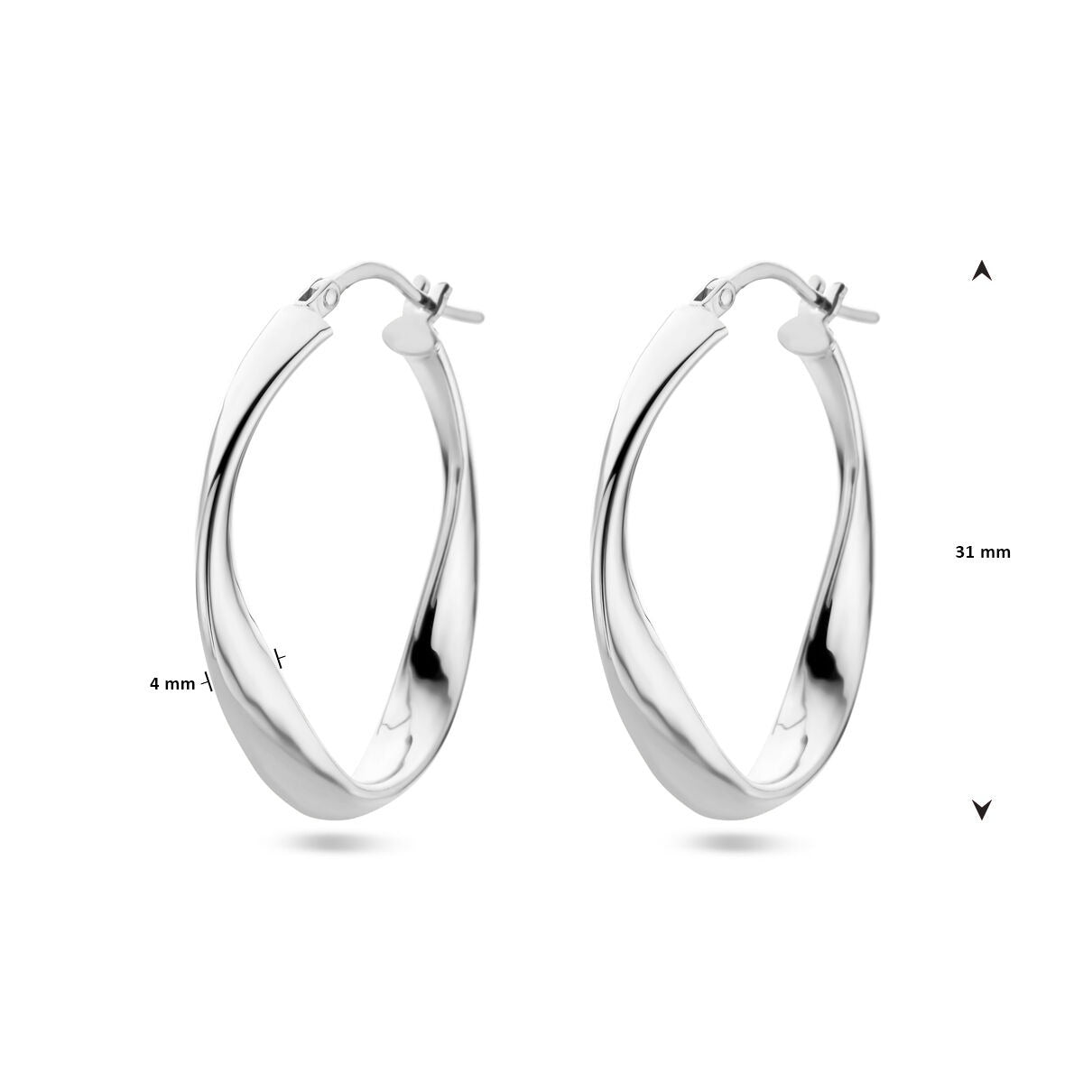 Pendientes de mujer de plata – rodiados 31 mm