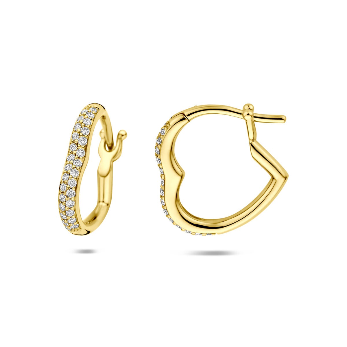 Aros de oro de 14k en forma de corazón con diamante