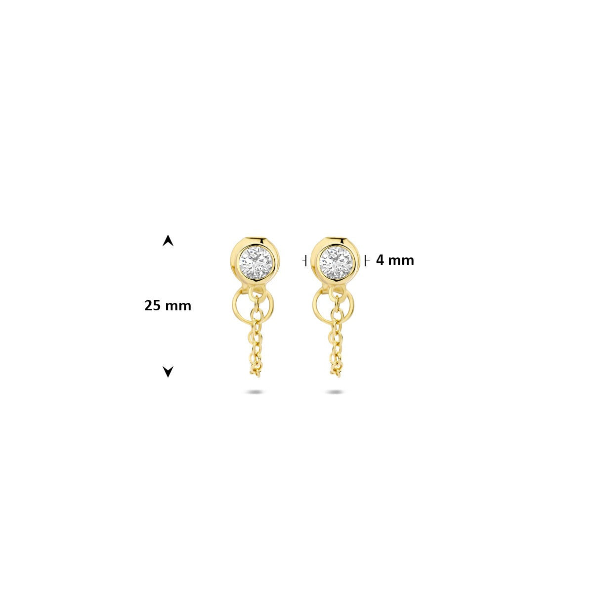 Pendientes chapados en oro de plata con circonitas – plata 925