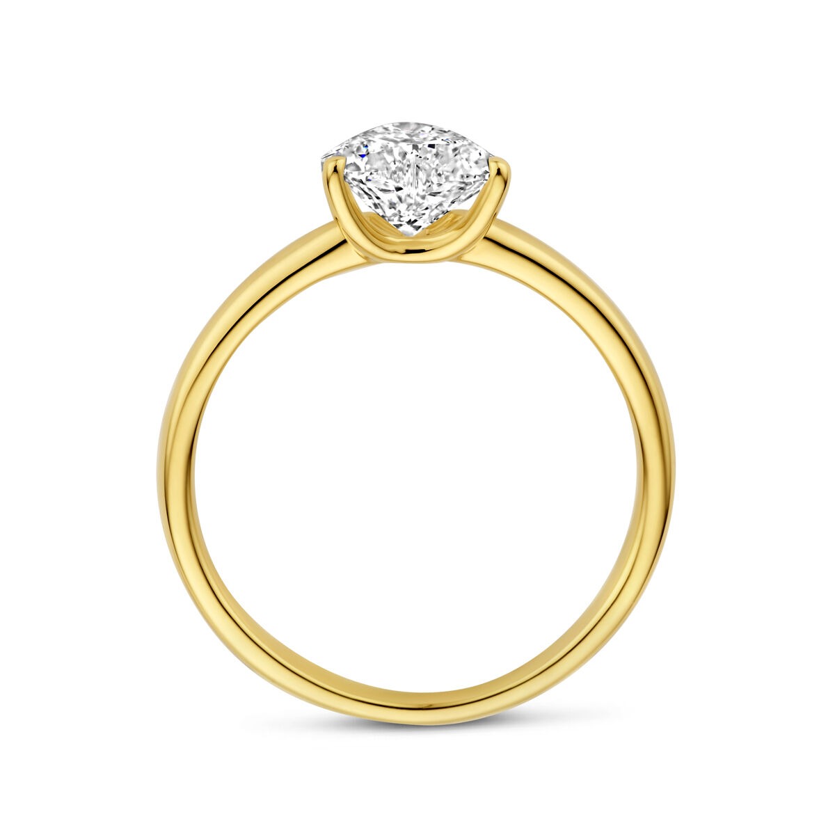 Anillo de oro amarillo con diamante lab grown en forma de corazón 1.00ct