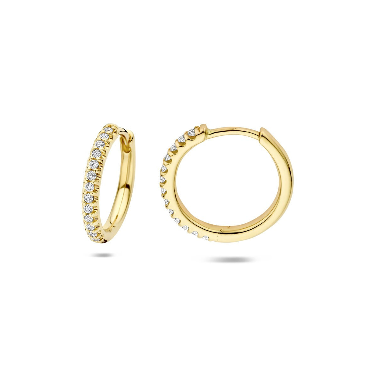 Aros de oro amarillo de 14k con diamantes cultivados en laboratorio – 14.5x2 mm pendientes de mujer