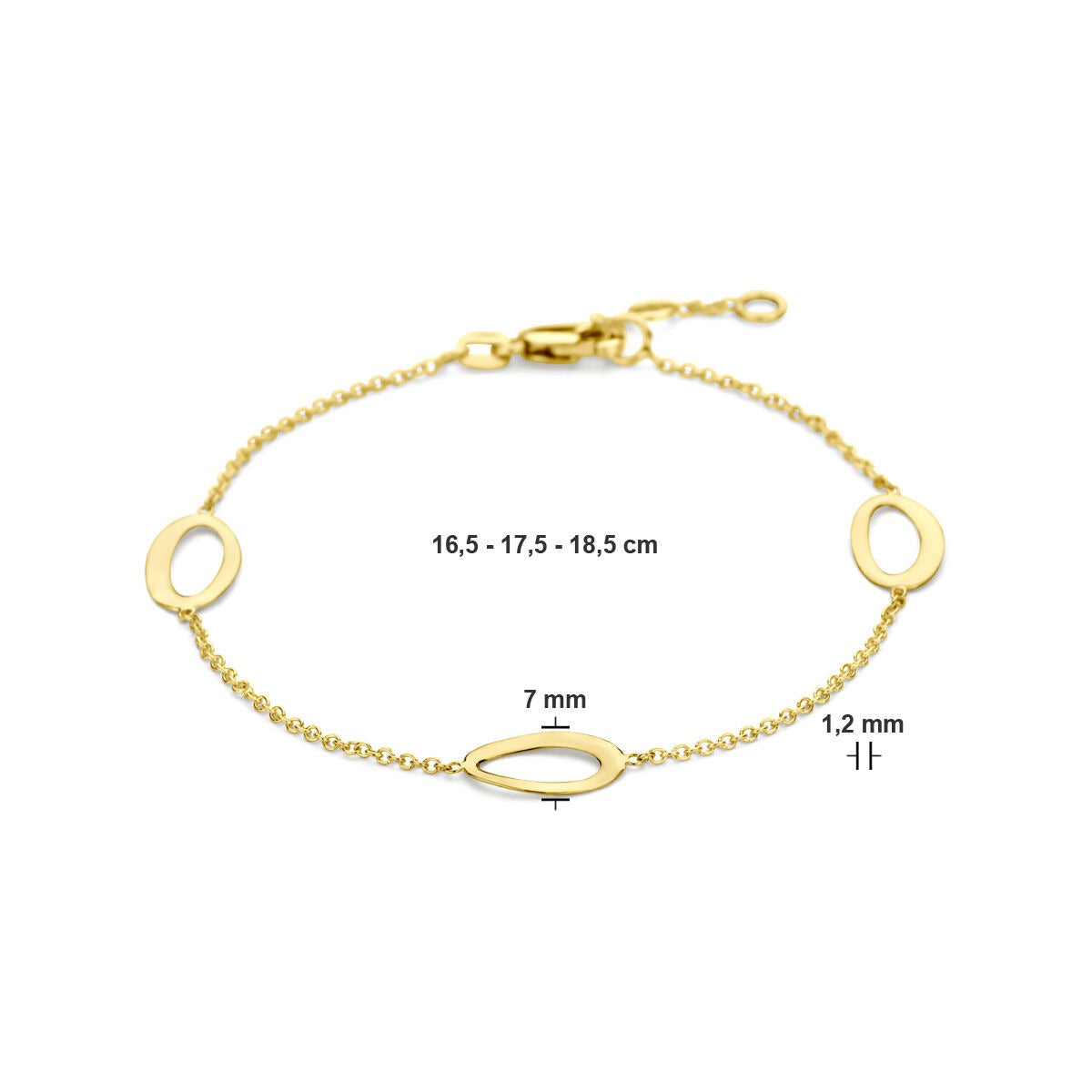 pulsera de oro amarillo de 14k con elementos ovales