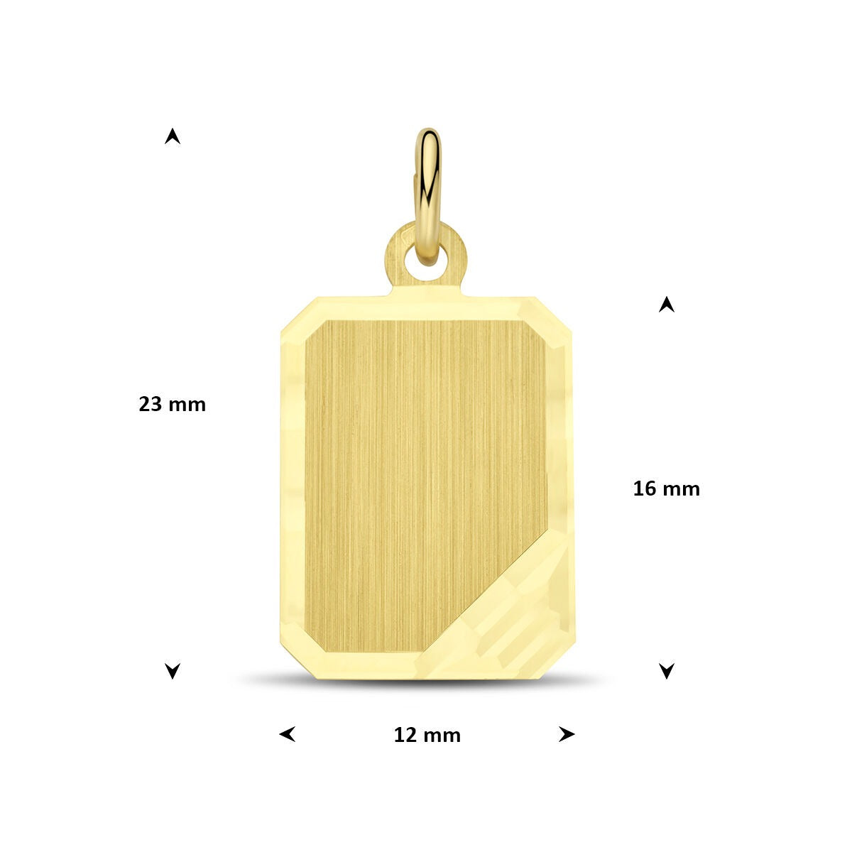 colgante rectangular de oro amarillo de 9 quilates
